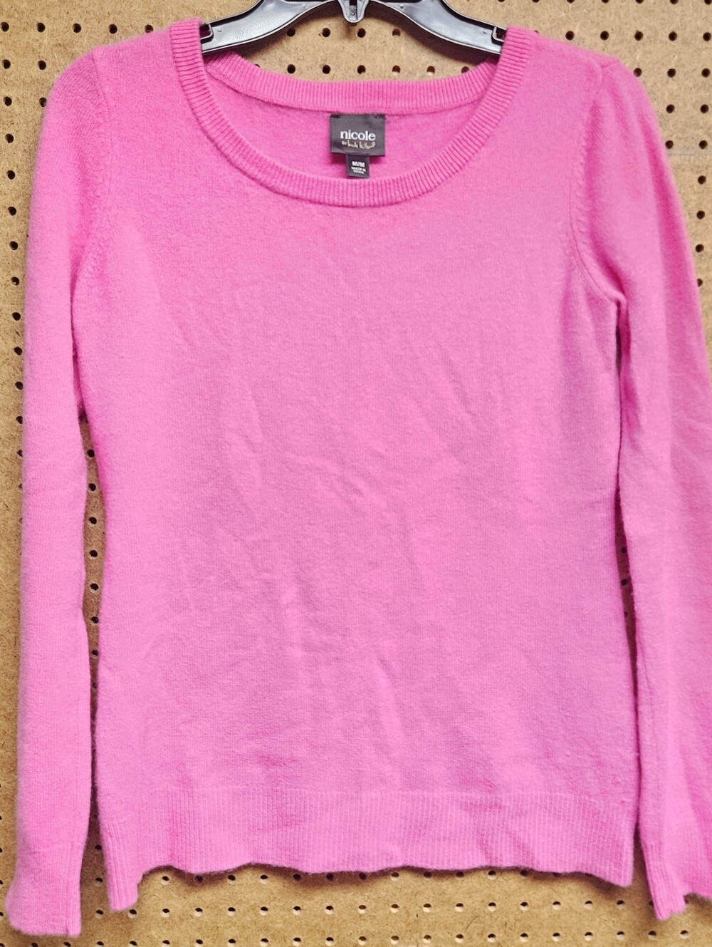 Nicole by Nicole Miller Womens 100% Cashmere Crewneck Pullover Sweater Pink M